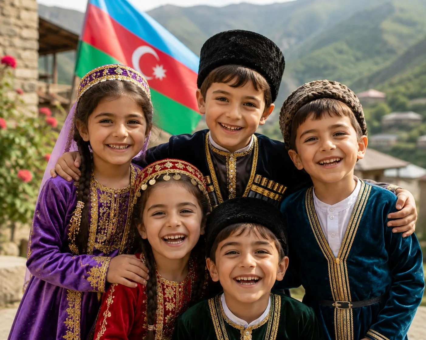 Milli geyimdə şən Azərbaycan uşaqları